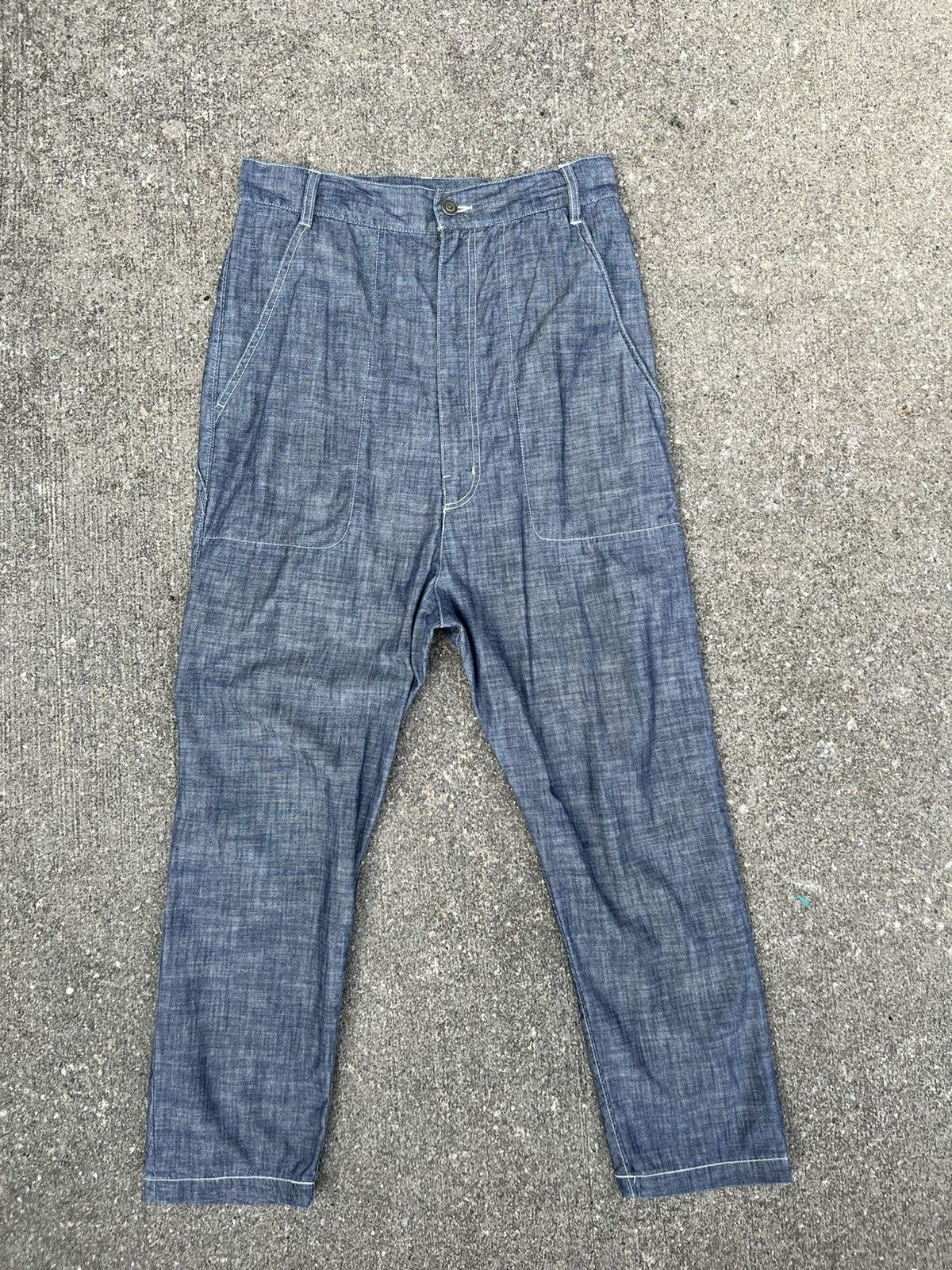 Issey Miyake Mercibeaucoup Miyake Drop Crotch Chambray Work Trouser Size US 29 - 1 Thumbnail