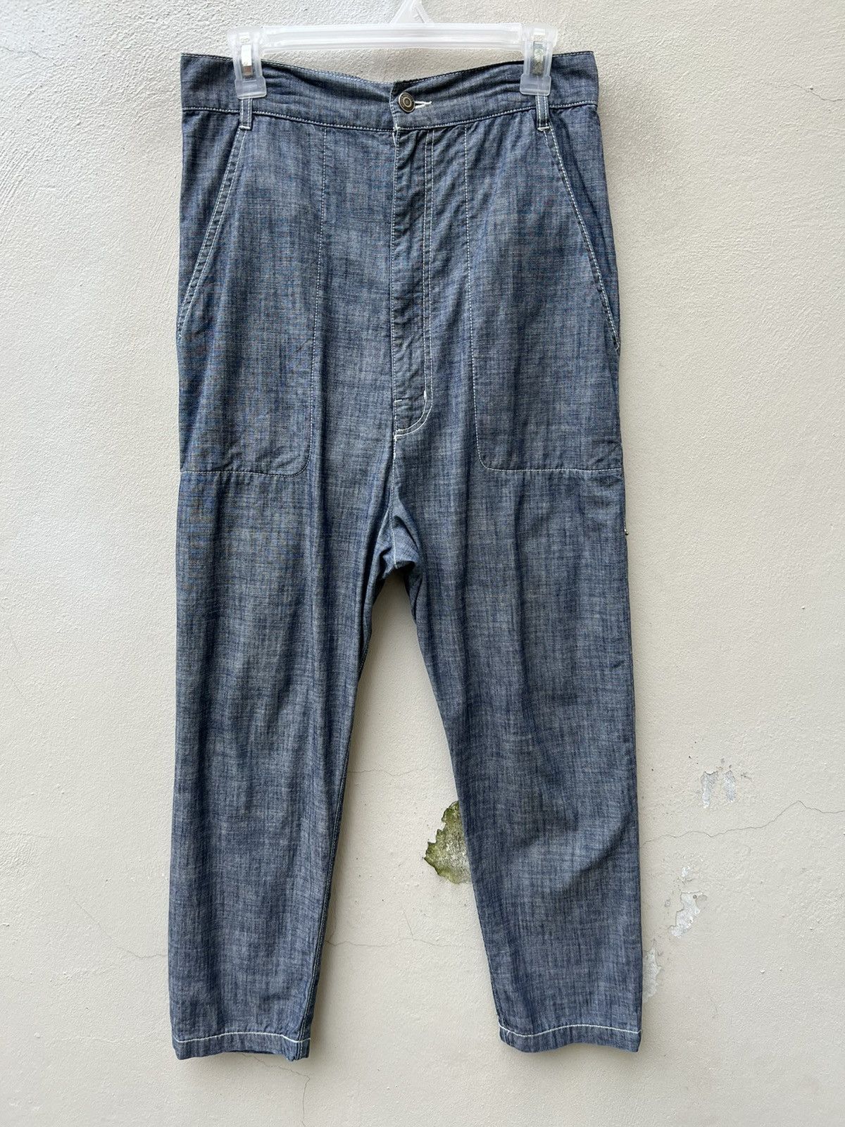 Issey Miyake Mercibeaucoup Miyake Drop Crotch Chambray Work Trouser Size US 29 - 6 Thumbnail