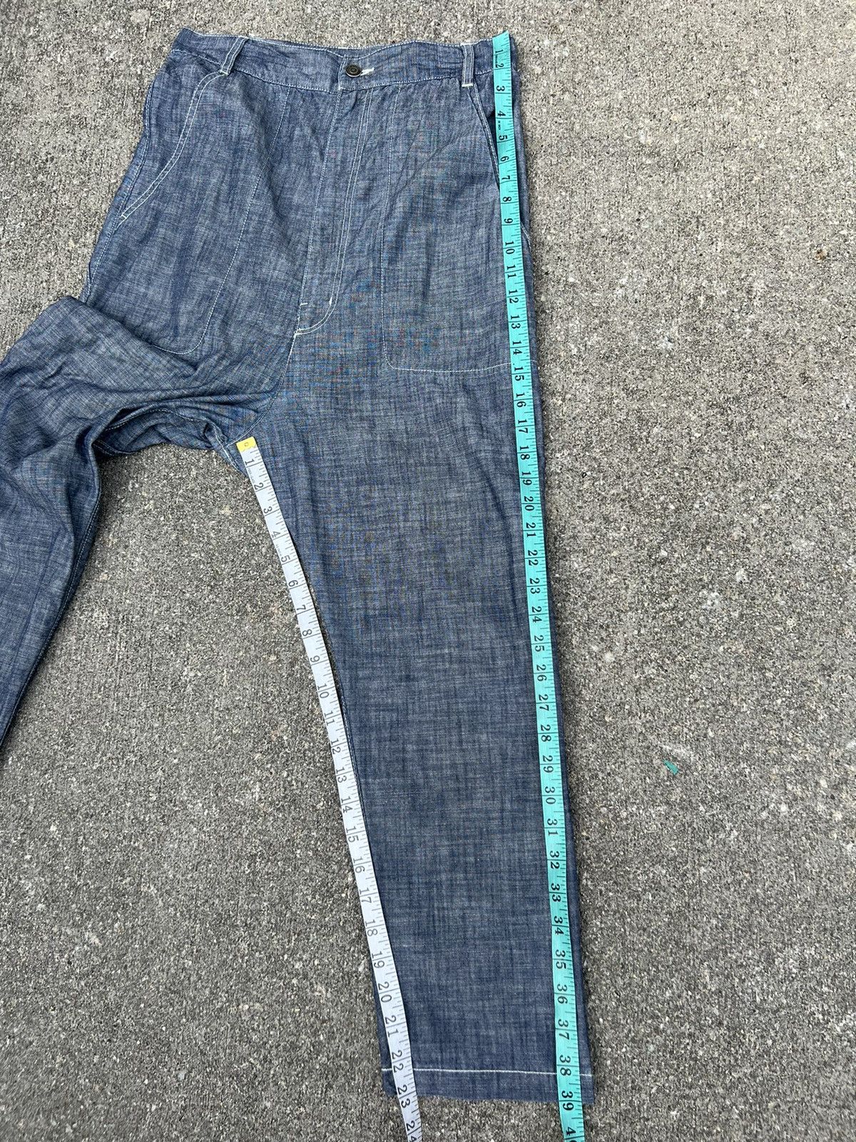 Issey Miyake Mercibeaucoup Miyake Drop Crotch Chambray Work Trouser Size US 29 - 4 Thumbnail