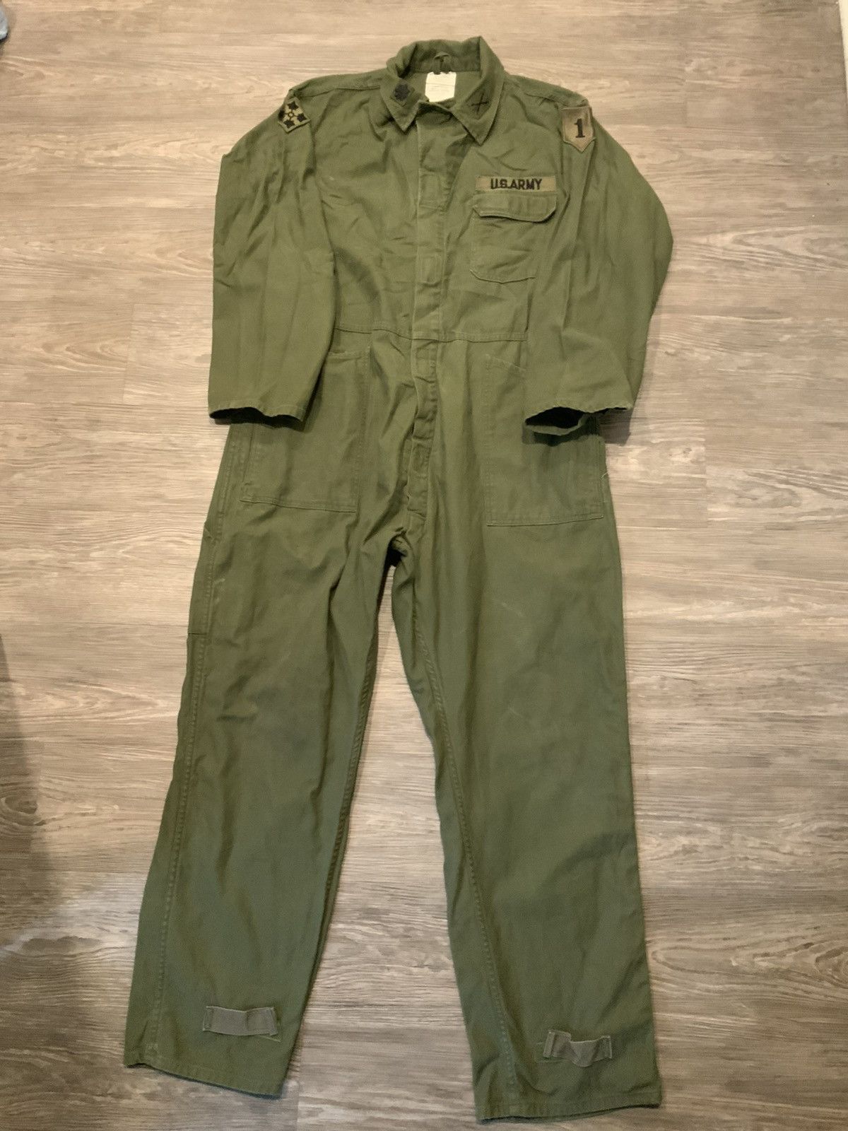 Vintage Lajas Ind Us Army Sateen Type I Olive 1st Infantry Coveralls 