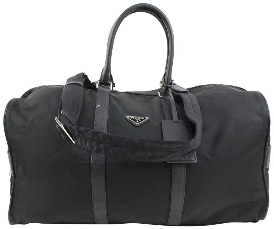 Prada Black Nylon Tessuto Boston Duffle Bag with Strap 1PR1022