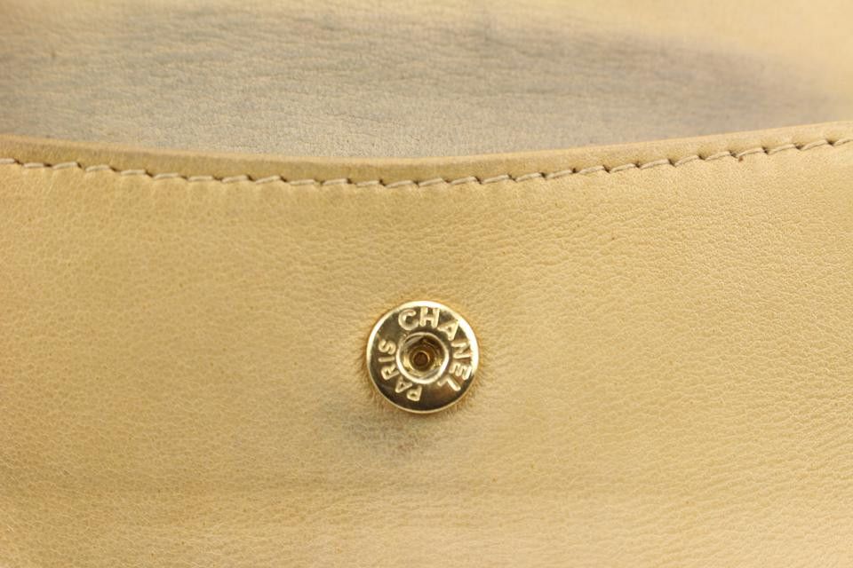 Chanel Beige Caviar CC Logo Trifold Compact Wallet 43ck224s