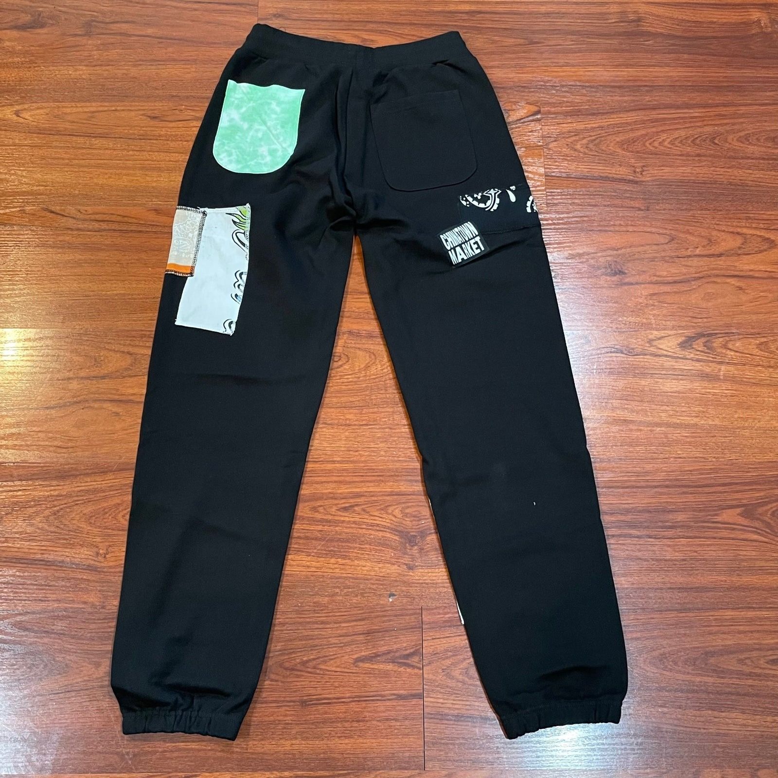 NEW CHINATOWN MARKET PATCHWORK BLACK 1:1 SWEATPANTS cheapest SZ SMALL S