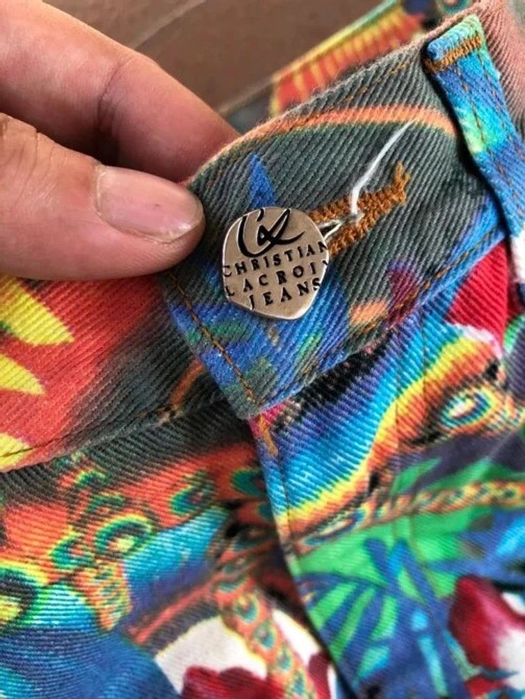 Christian Lacroix × Vintage RARE🔥 1990’S CHRISTIAN LACROIX PSYCHEDELIC FULLPRINT DENIM Size 26" / US 2 / IT 38 - 15 Thumbnail