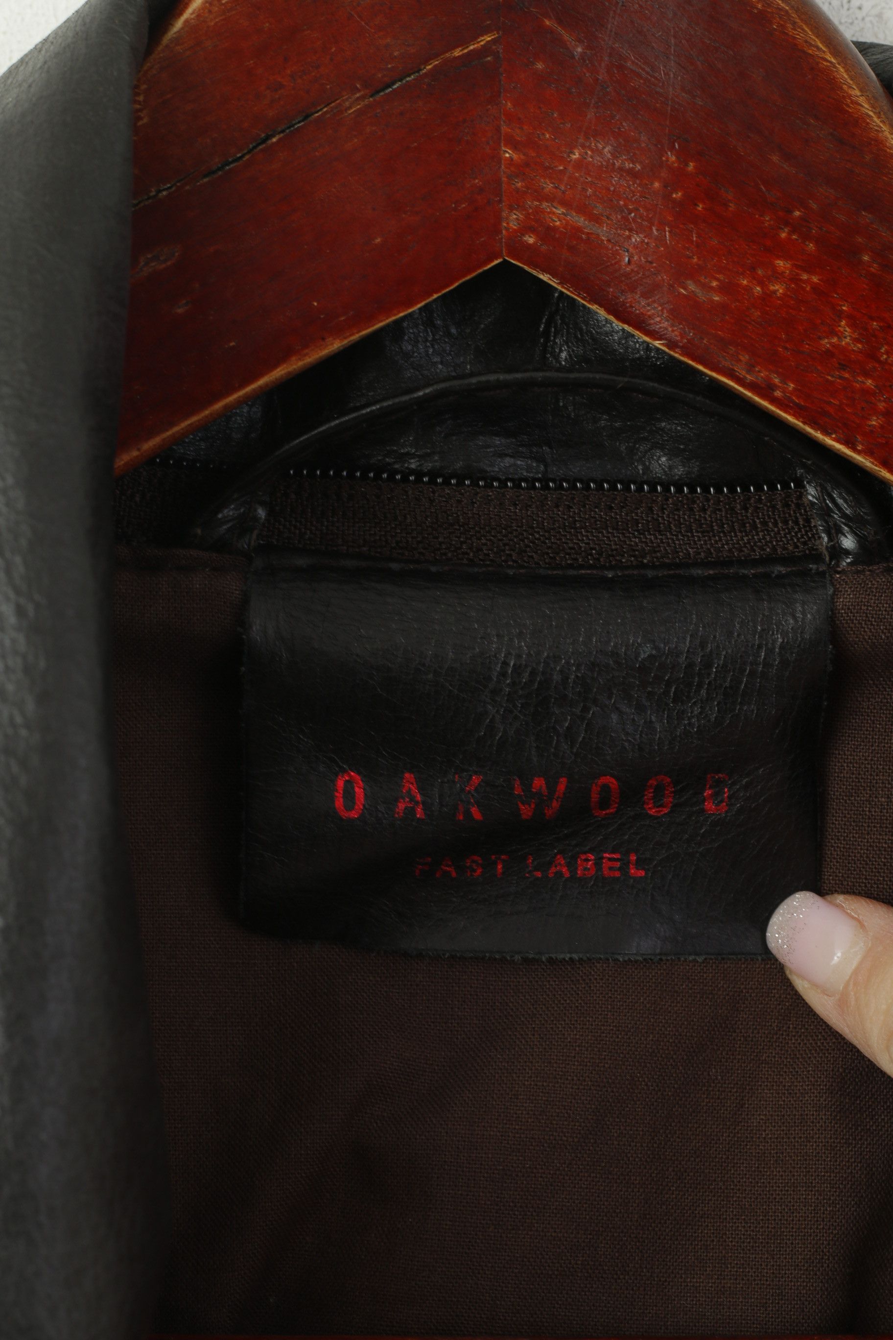 Vintage Oakwood Men L Jacket Dark Brown Leather Pilot 0319 Size US L / EU 52-54 / 3 - 4 Thumbnail