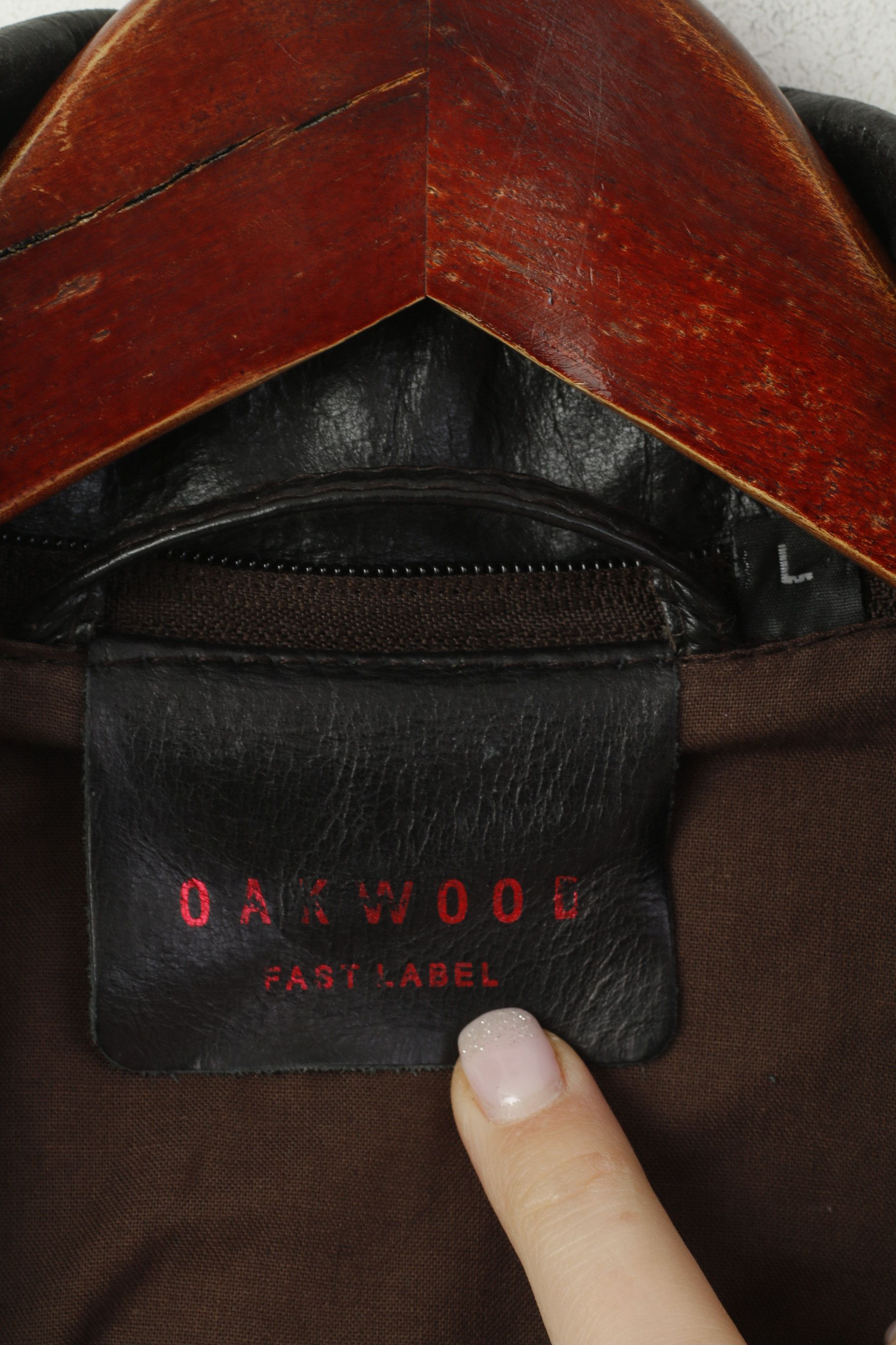 Vintage Oakwood Men L Jacket Dark Brown Leather Pilot 0319 Size US L / EU 52-54 / 3 - 7 Thumbnail