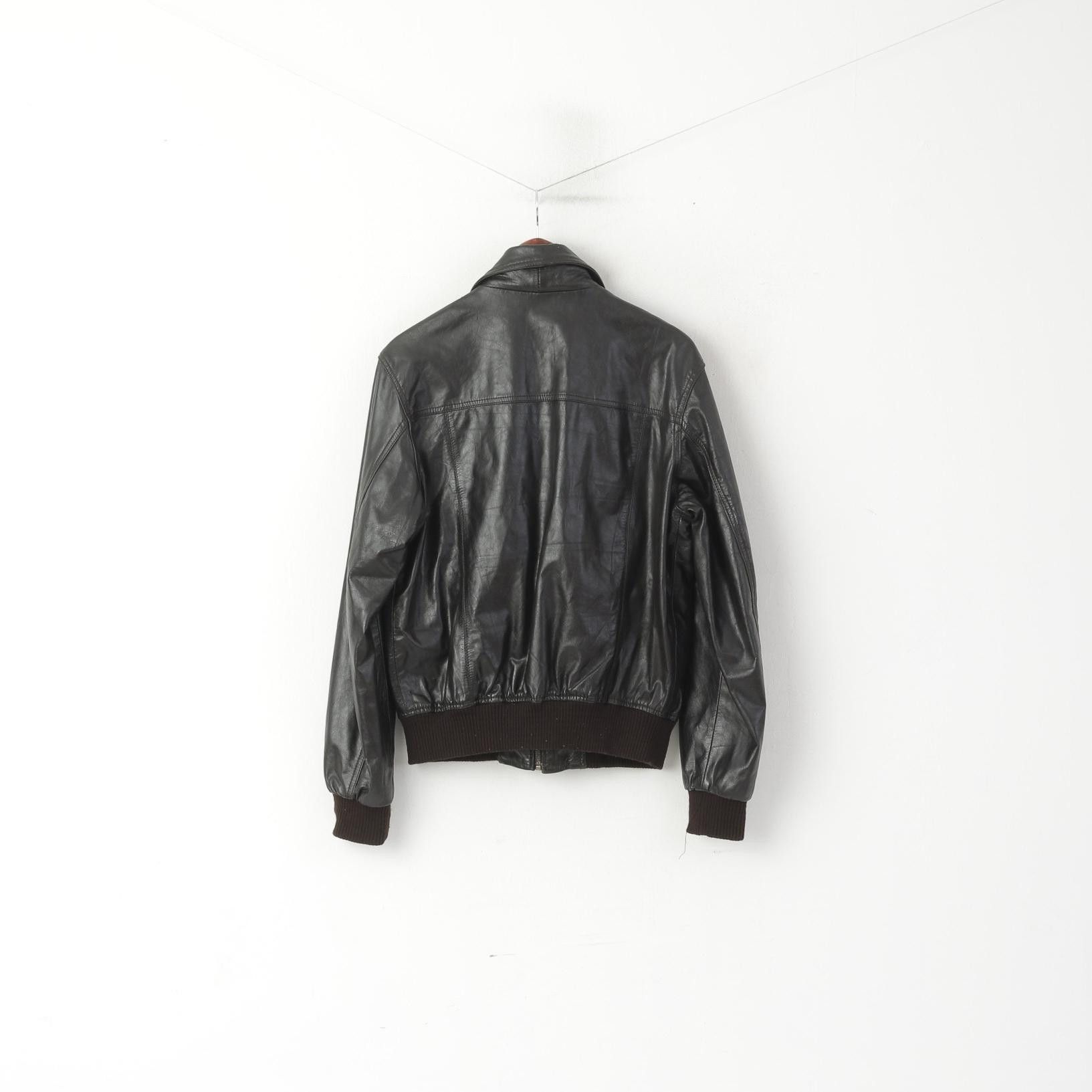 Vintage Oakwood Men L Jacket Dark Brown Leather Pilot 0319 Size US L / EU 52-54 / 3 - 8 Thumbnail