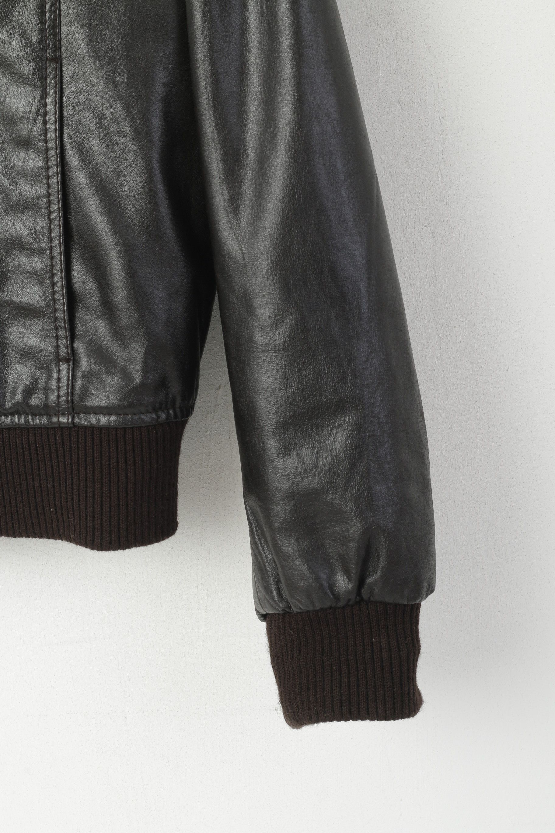 Vintage Oakwood Men L Jacket Dark Brown Leather Pilot 0319 Size US L / EU 52-54 / 3 - 3 Thumbnail