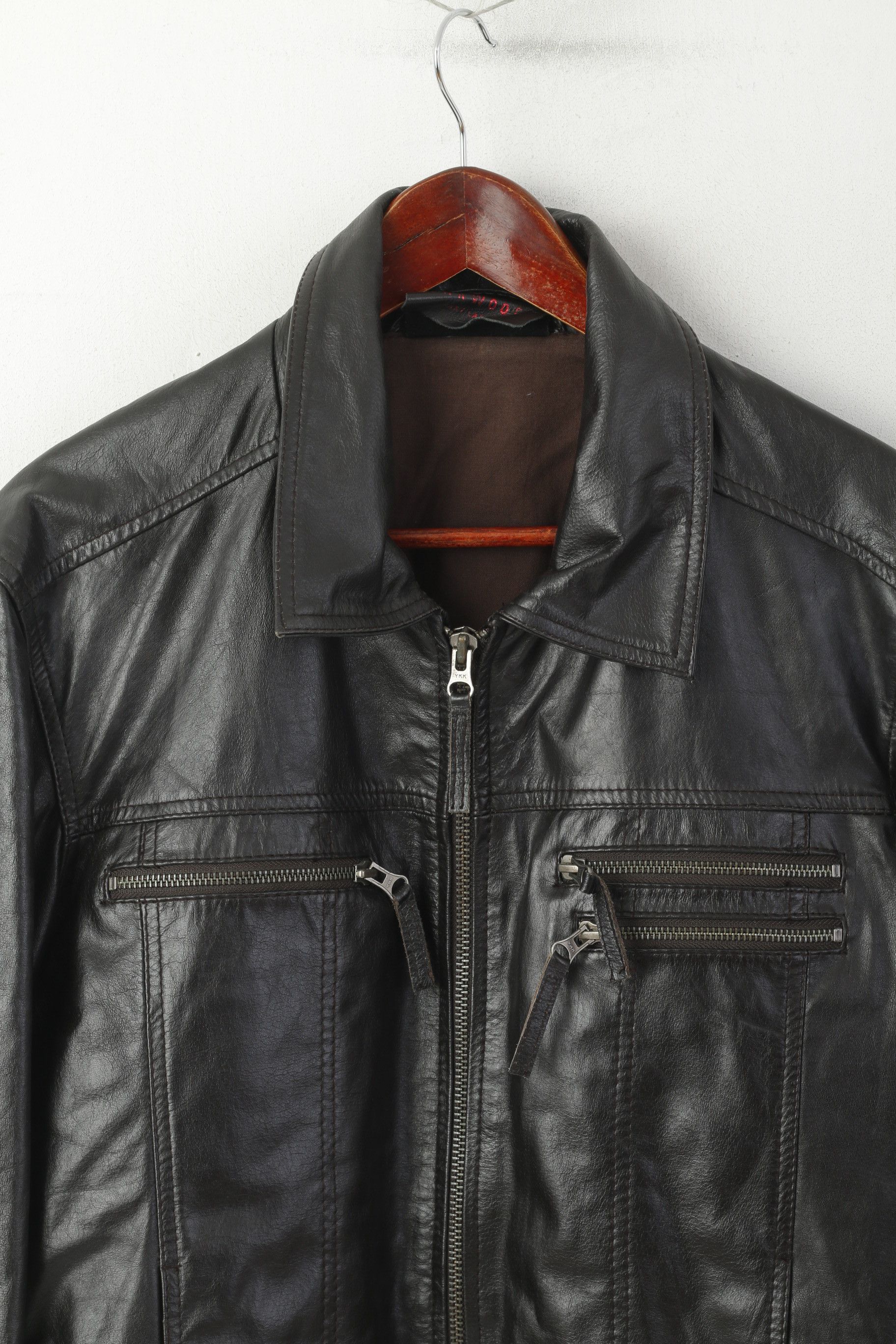 Vintage Oakwood Men L Jacket Dark Brown Leather Pilot 0319 Size US L / EU 52-54 / 3 - 2 Thumbnail