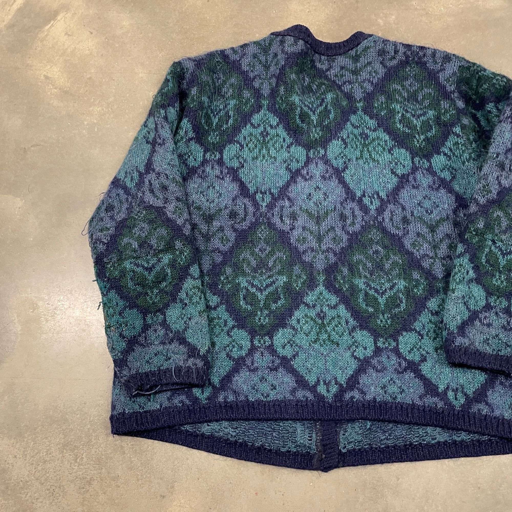 Vintage 80s Blue Argyle Geometric Mohair Button Up Cardigan Swea Size US L / EU 52-54 / 3 - 10 Thumbnail