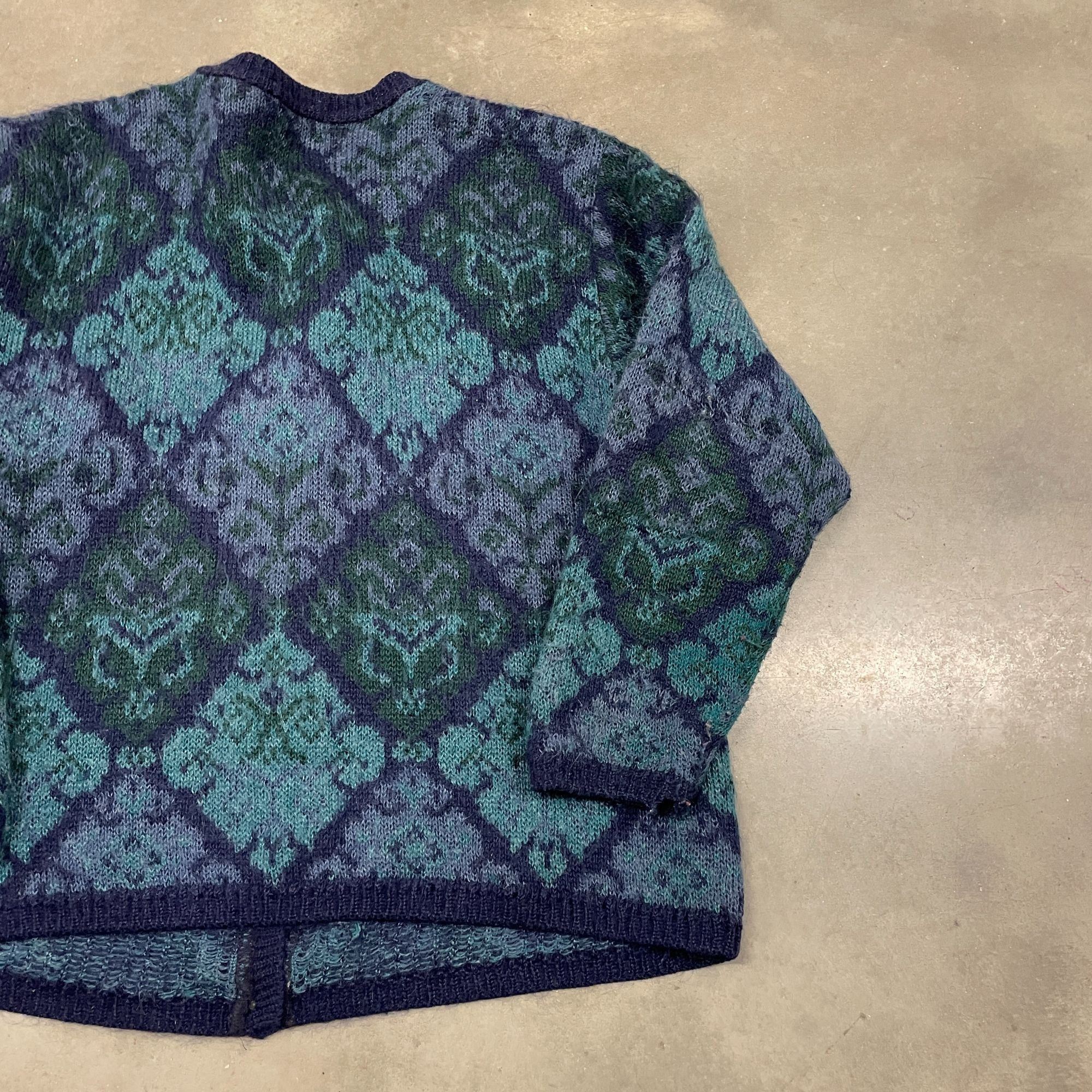 Vintage 80s Blue Argyle Geometric Mohair Button Up Cardigan Swea Size US L / EU 52-54 / 3 - 11 Thumbnail