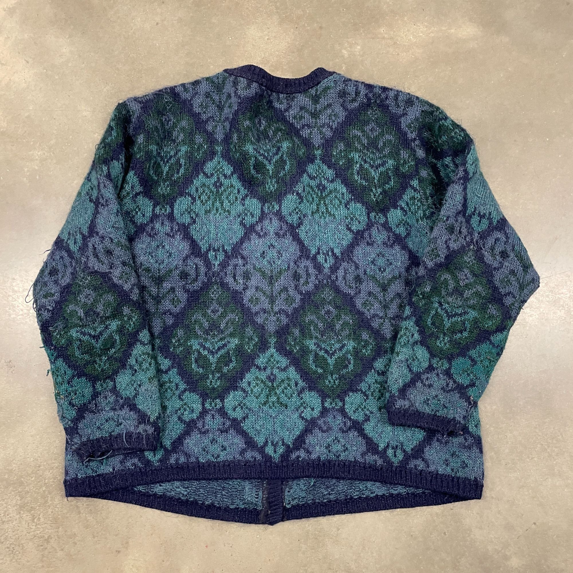 Vintage 80s Blue Argyle Geometric Mohair Button Up Cardigan Swea Size US L / EU 52-54 / 3 - 8 Thumbnail