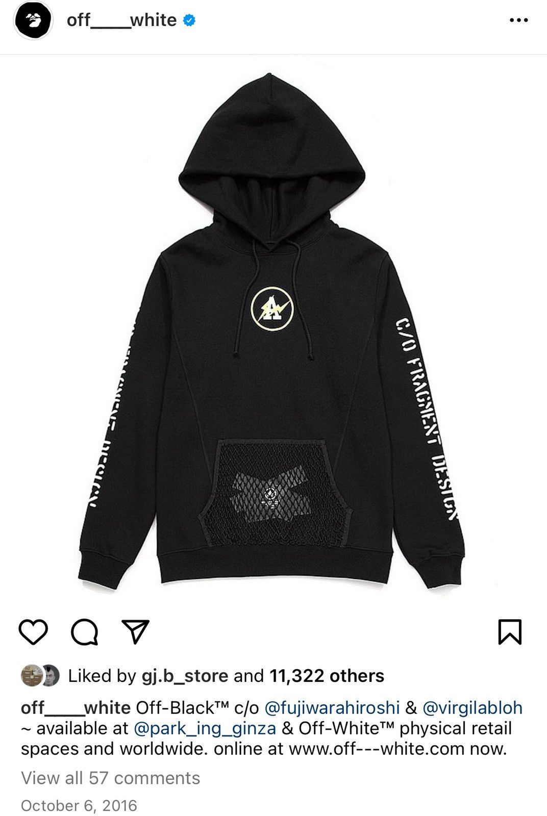 Off-White × Virgil Abloh 🔥NEW WITH TAG!! Offwhite x Flagment hoodie 2016🔥 Size US XL / EU 56 / 4 - 16 Thumbnail