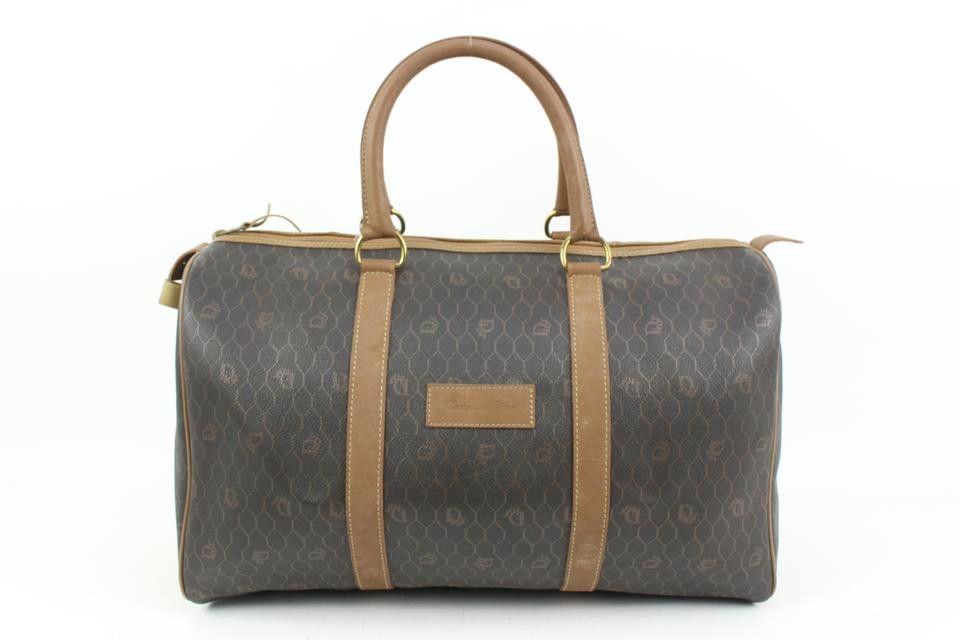Dior Black x Brown Honeycomb Monogram Trotter Boston