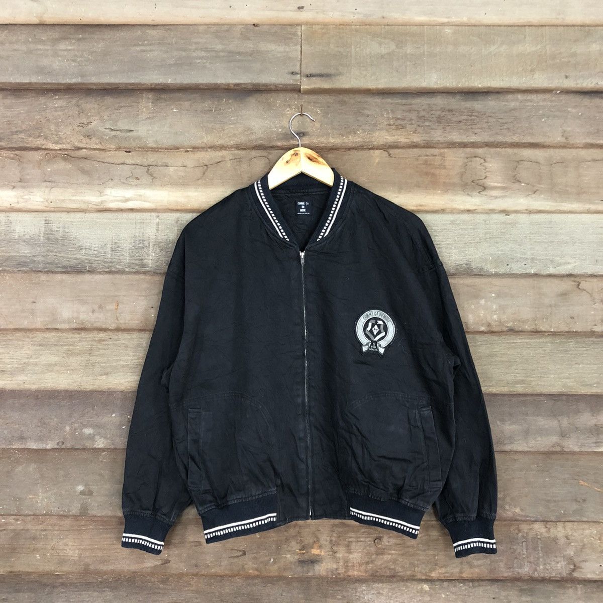 image of Comme Ca Du Mode Varsity Jacket in Black, Men's (Size Large)