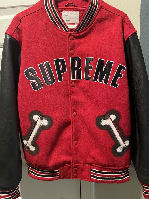 Supreme Supreme bone varsity jacket | Grailed