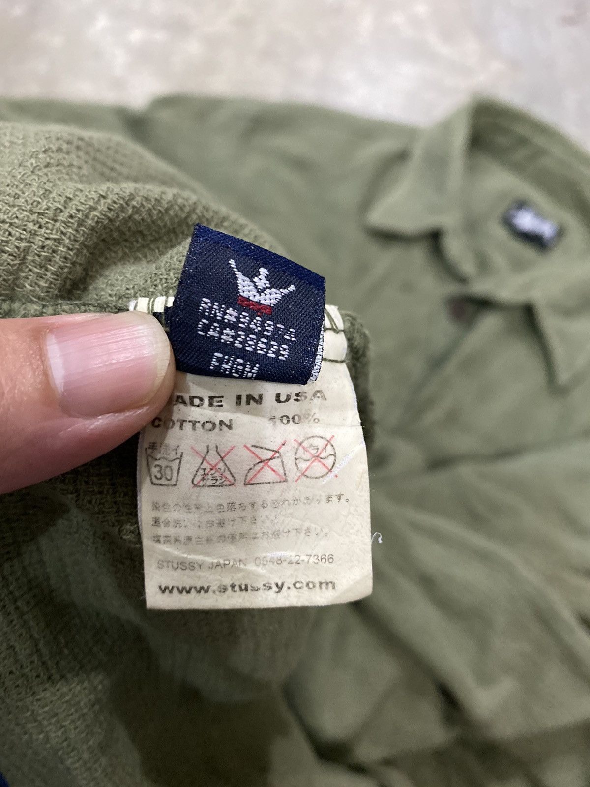 Stussy × Vintage 90s olive button up Size US L / EU 52-54 / 3 - 6 Thumbnail