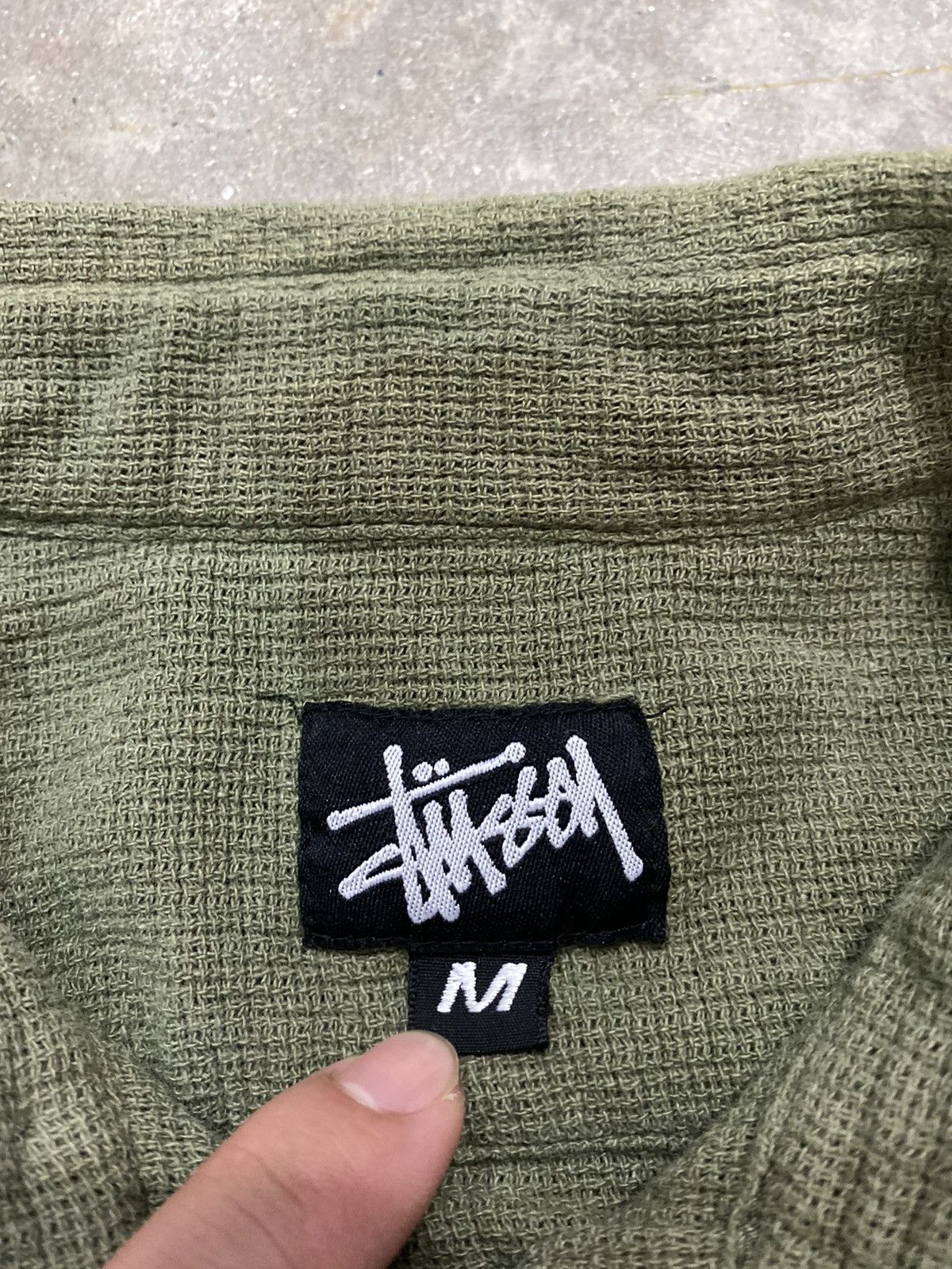 Stussy × Vintage 90s olive button up Size US L / EU 52-54 / 3 - 5 Thumbnail