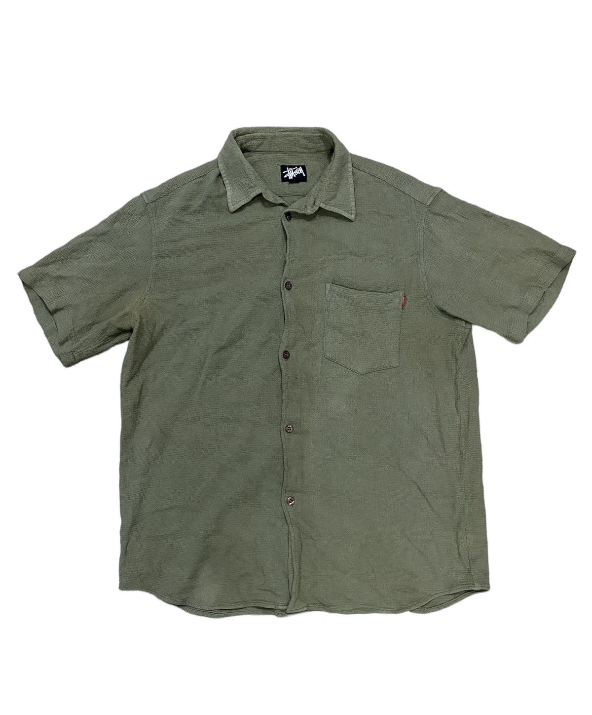 Stussy × Vintage 90s olive button up Size US L / EU 52-54 / 3 - 1 Thumbnail