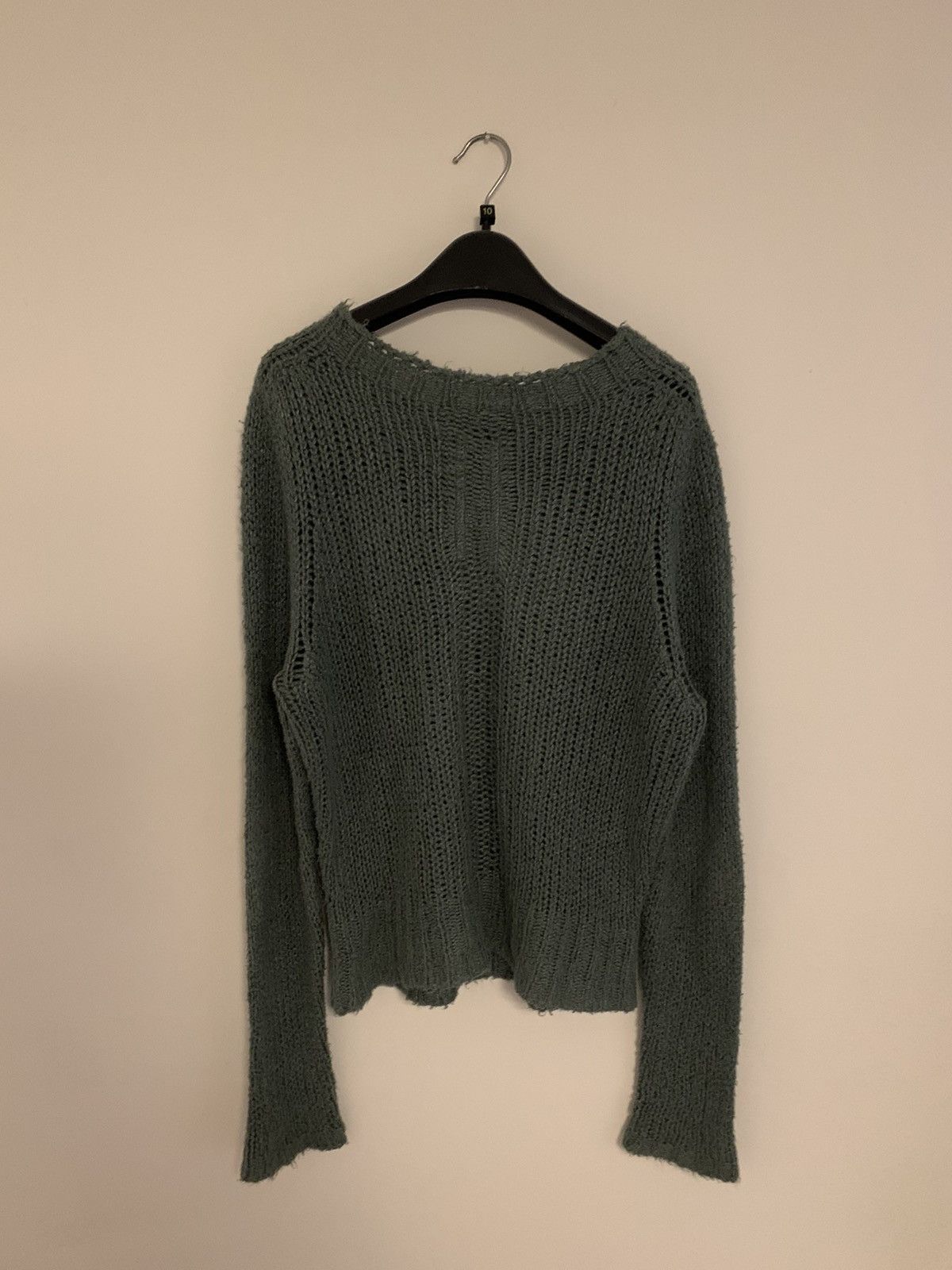 image of Rick Owens Ss18 Onsize Cropped Raw Silk Knit in Green, Men's (Size Medium)