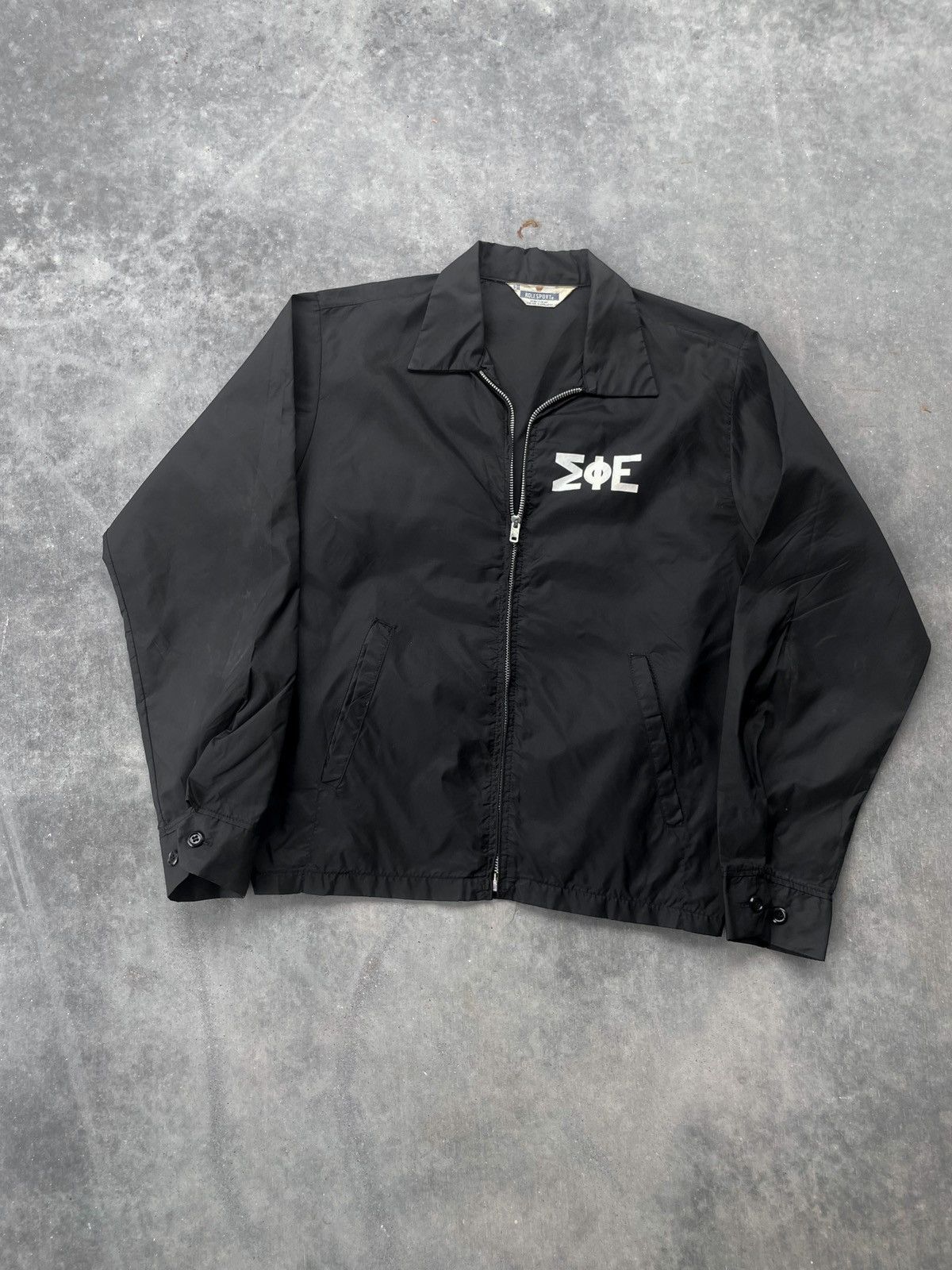 Vintage 60's Black Collegiate Windbreaker