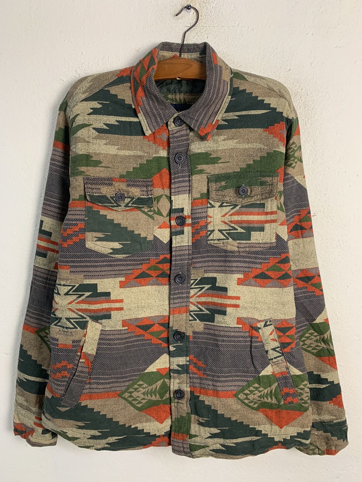 image of American Eagle Outfitters American Eagle Aztech Navajo Lightly Padded Shirt, Men's (Size Medium)
