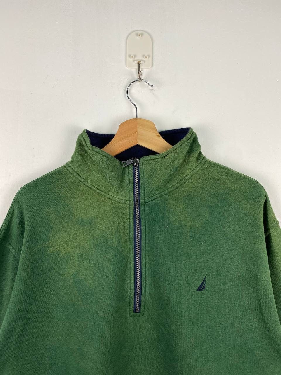 Nautica × Vintage THRASHED🔥 90s vintage sunfaded nautica sweatshirt half zip Size US XL / EU 56 / 4 - 2 Thumbnail