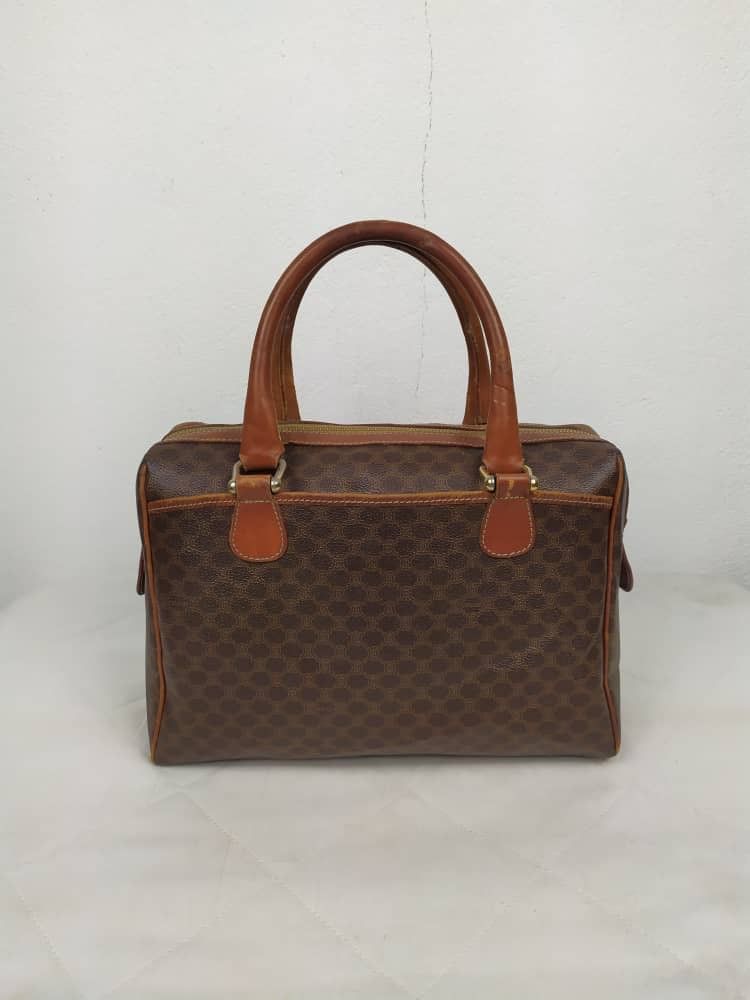 Celine Authentic Celine Brown Leather Boston Handbag Size ONE SIZE - 3 Thumbnail