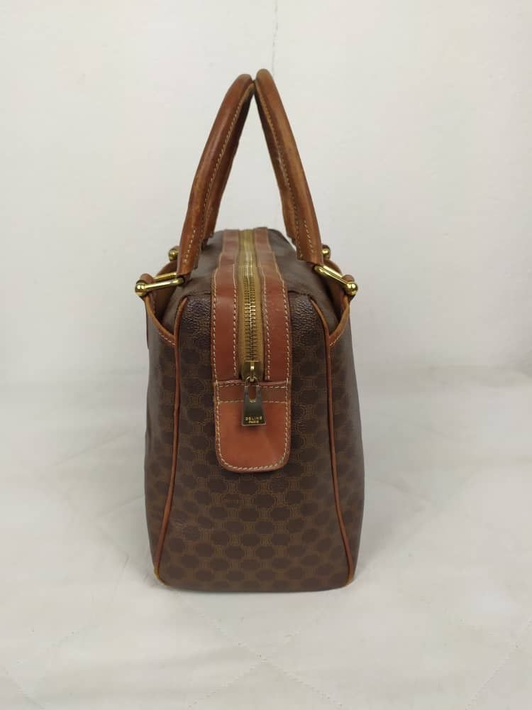 Celine Authentic Celine Brown Leather Boston Handbag Size ONE SIZE - 2 Thumbnail
