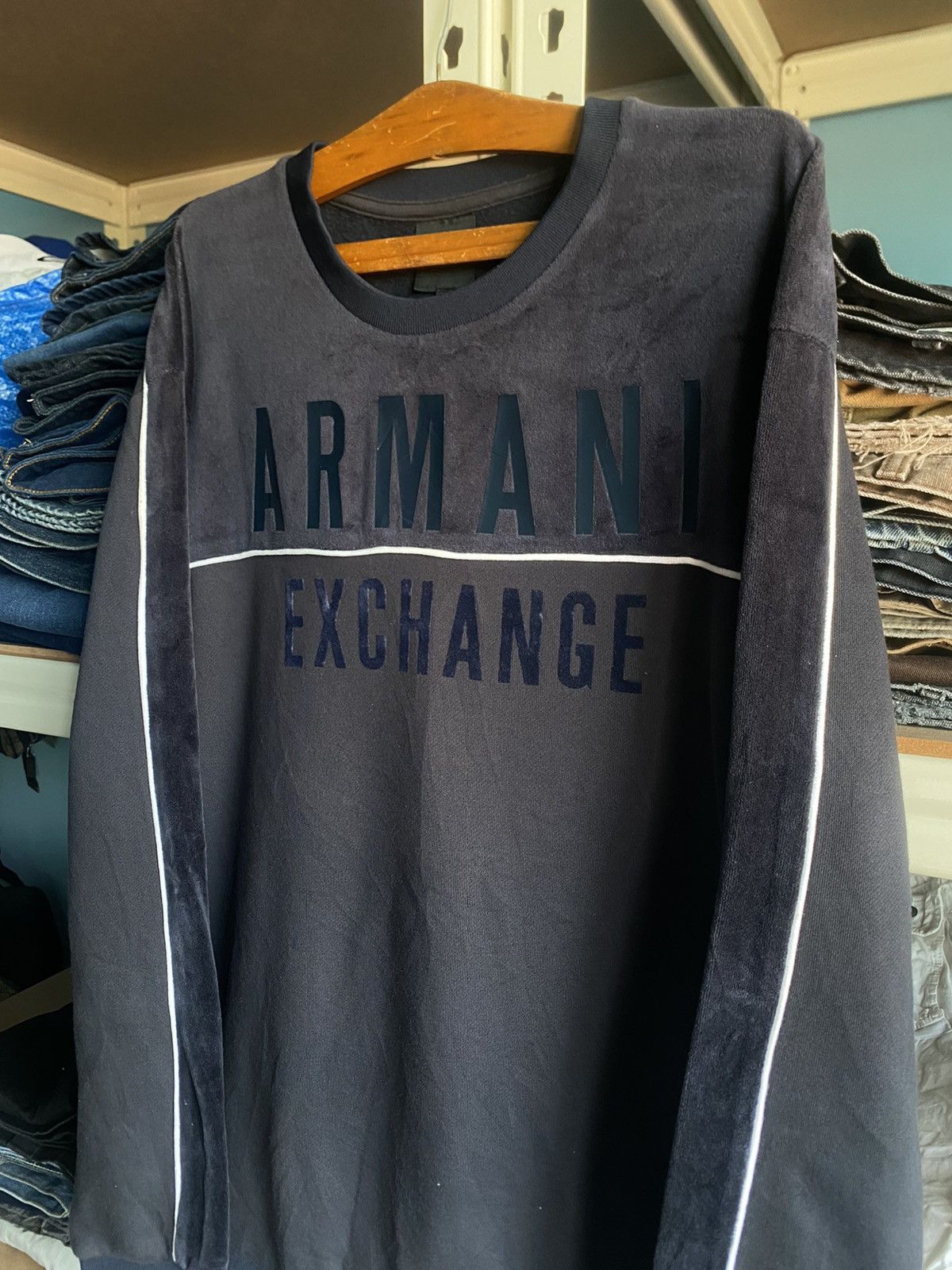 Armani Exchange × Vintage Vintage Armani Exchange Velvet Sweatshirt Size US S / EU 44-46 / 1 - 2 Thumbnail