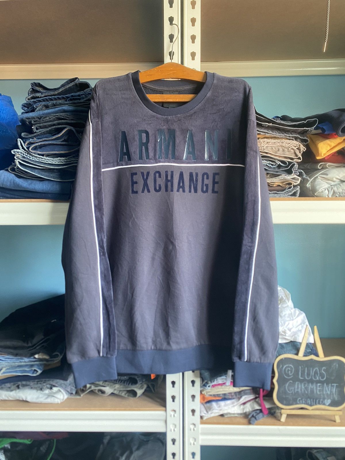 Armani Exchange × Vintage Vintage Armani Exchange Velvet Sweatshirt Size US S / EU 44-46 / 1 - 1 Thumbnail