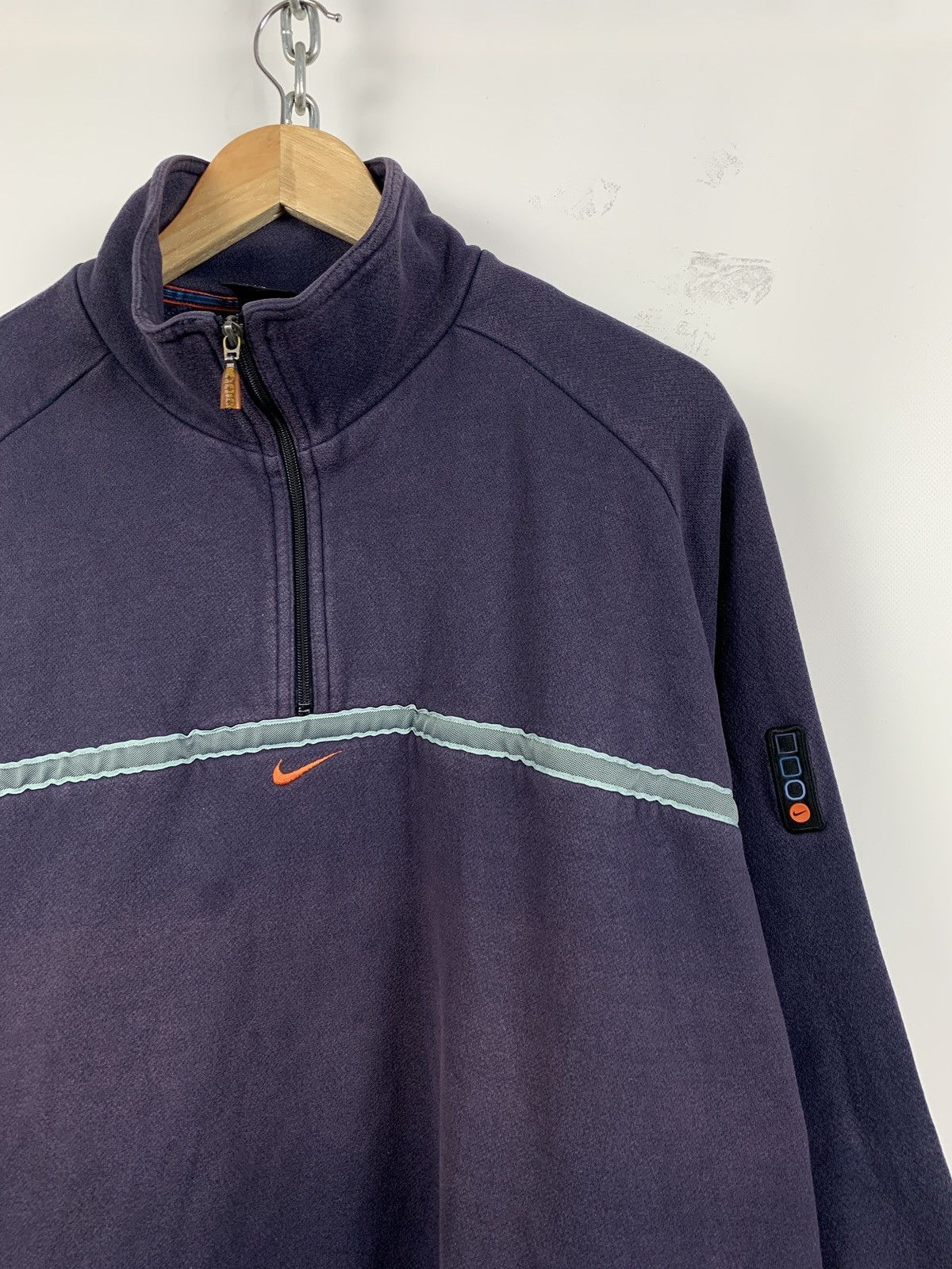 Nike 90s Vintage Nike Center Swoosh Faded Navy Zip 1/4 Pullover Size US XL / EU 56 / 4 - 5 Thumbnail