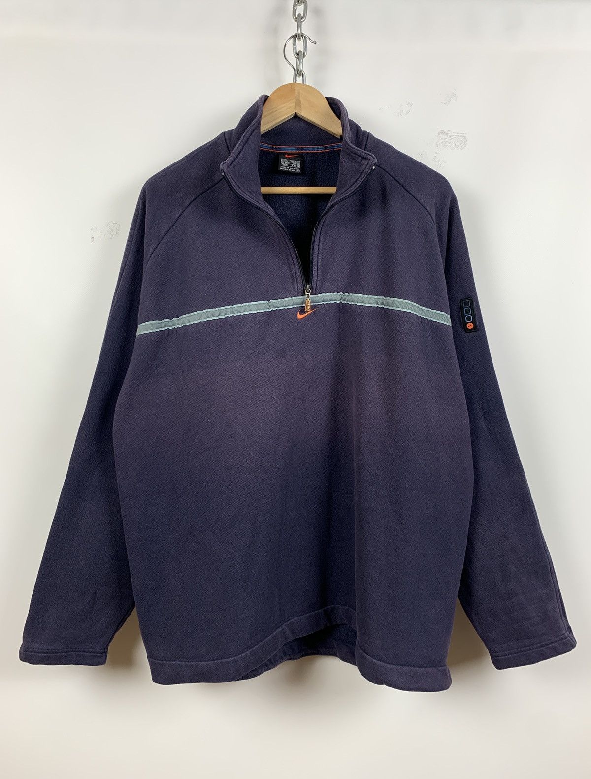 Nike 90s Vintage Nike Center Swoosh Faded Navy Zip 1/4 Pullover Size US XL / EU 56 / 4 - 3 Thumbnail