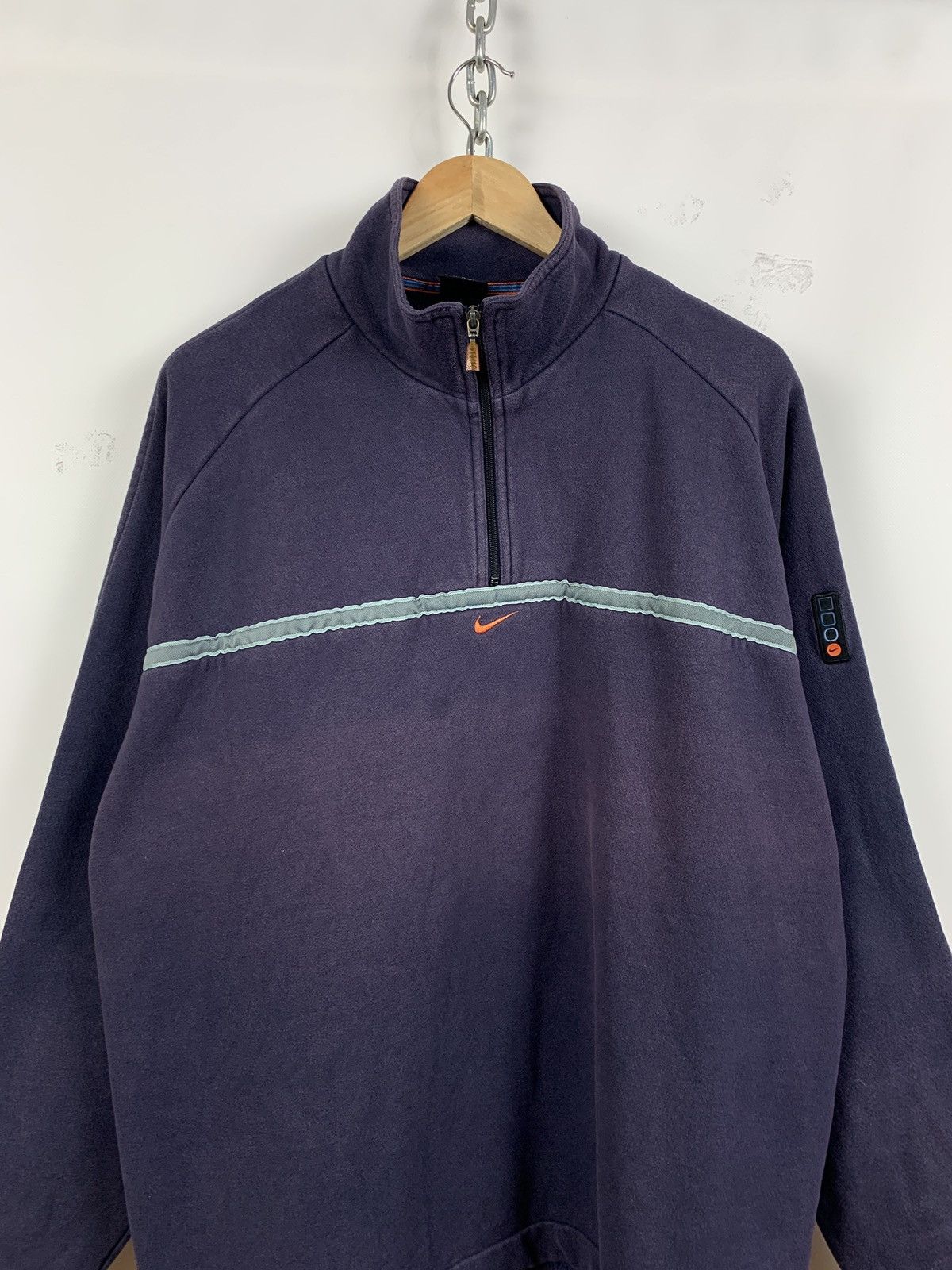 Nike 90s Vintage Nike Center Swoosh Faded Navy Zip 1/4 Pullover Size US XL / EU 56 / 4 - 2 Thumbnail