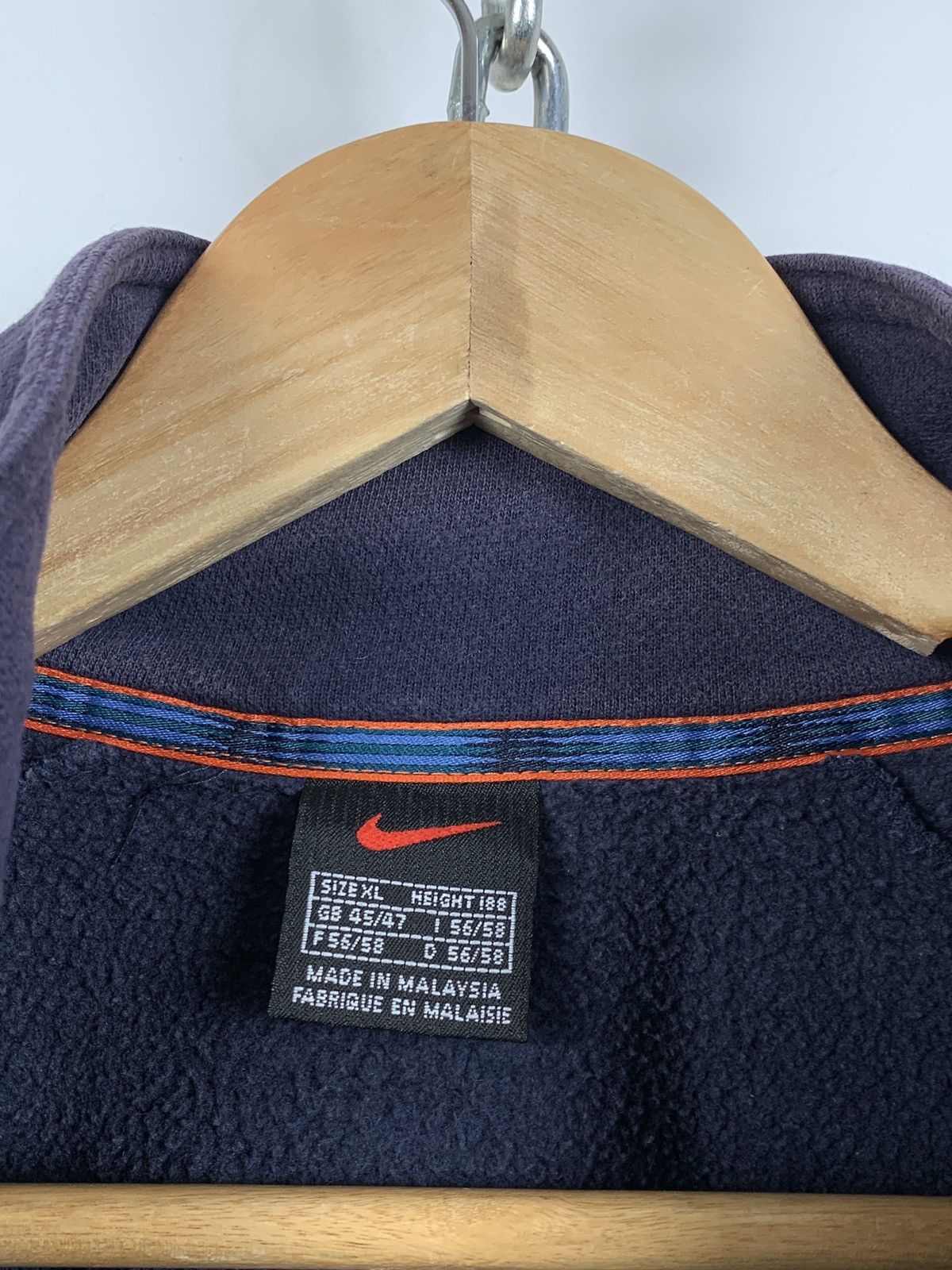 Nike 90s Vintage Nike Center Swoosh Faded Navy Zip 1/4 Pullover Size US XL / EU 56 / 4 - 20 Thumbnail