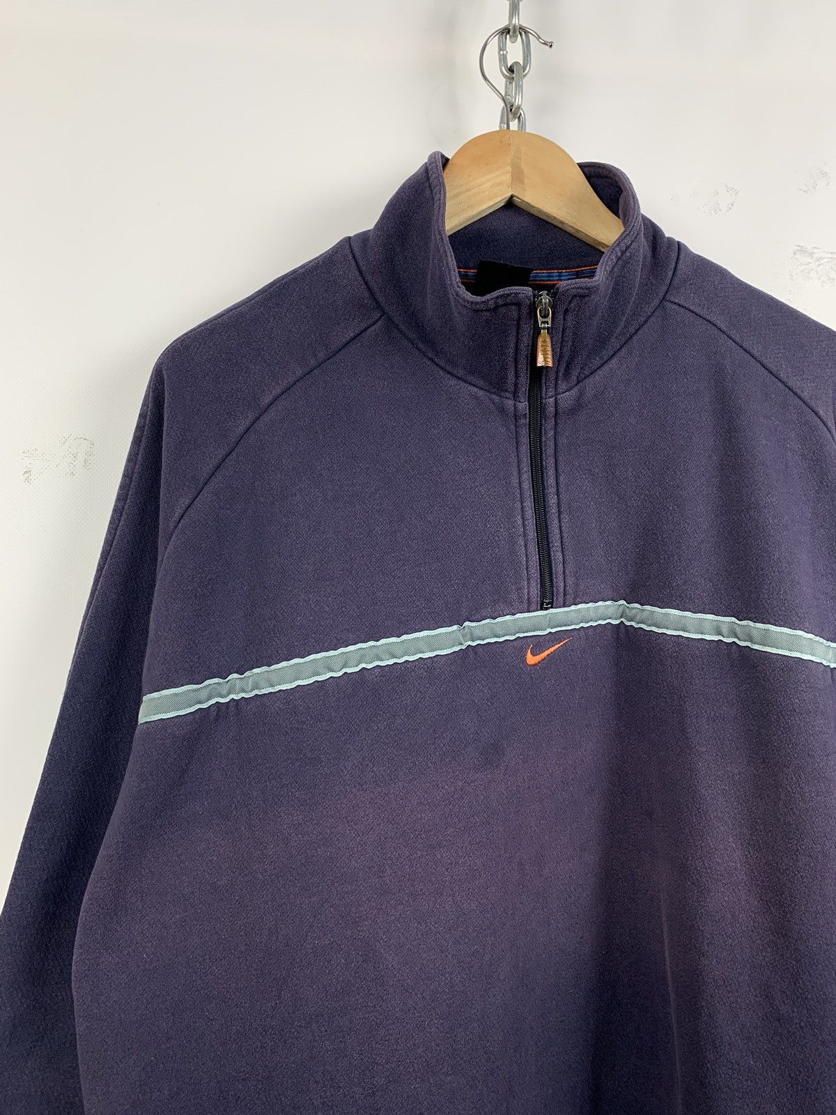 Nike 90s Vintage Nike Center Swoosh Faded Navy Zip 1/4 Pullover Size US XL / EU 56 / 4 - 6 Thumbnail