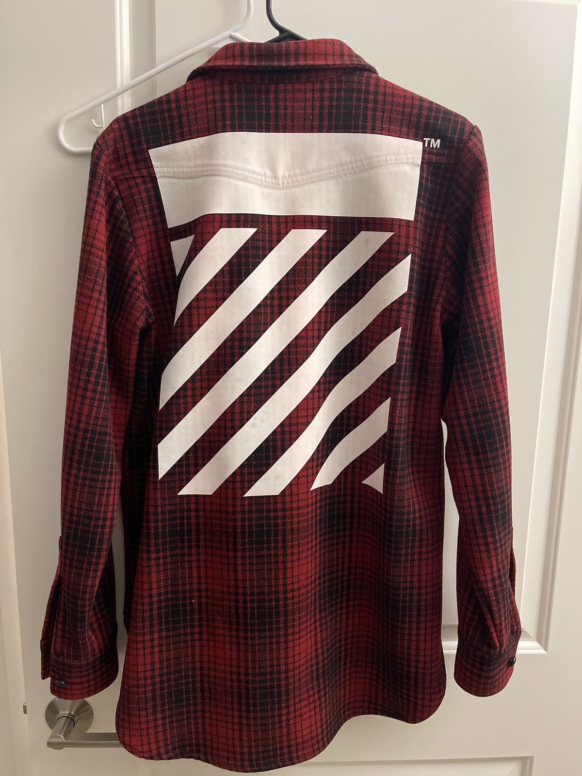 Off-White OFF WHITE RED WOOL OVERSIZED BUTTON UP LIGHT JACKET Size US S / EU 44-46 / 1 - 1 Thumbnail
