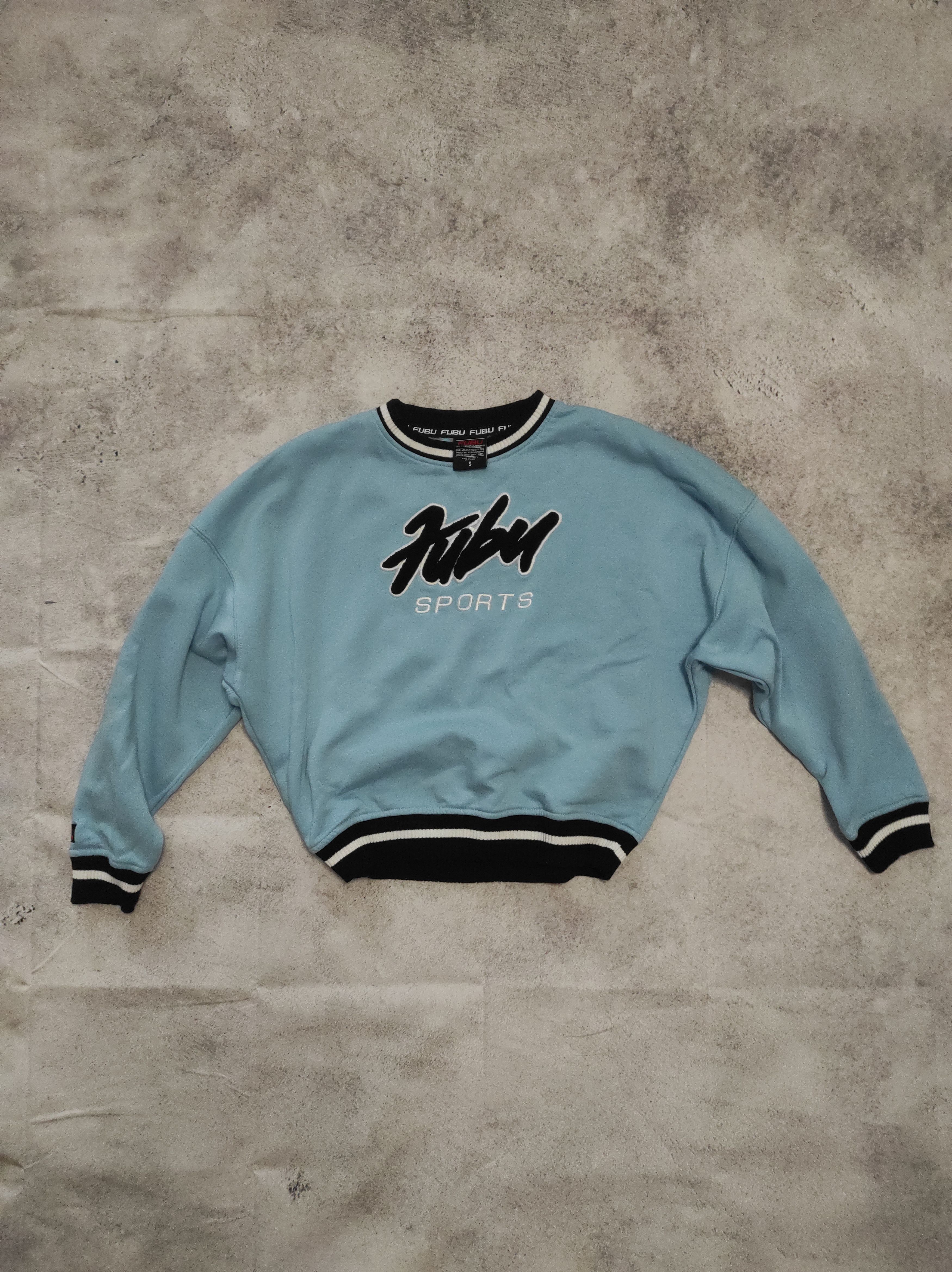 Vintage Vintage Fubu boxy baby blue cropped Crewneck | Grailed