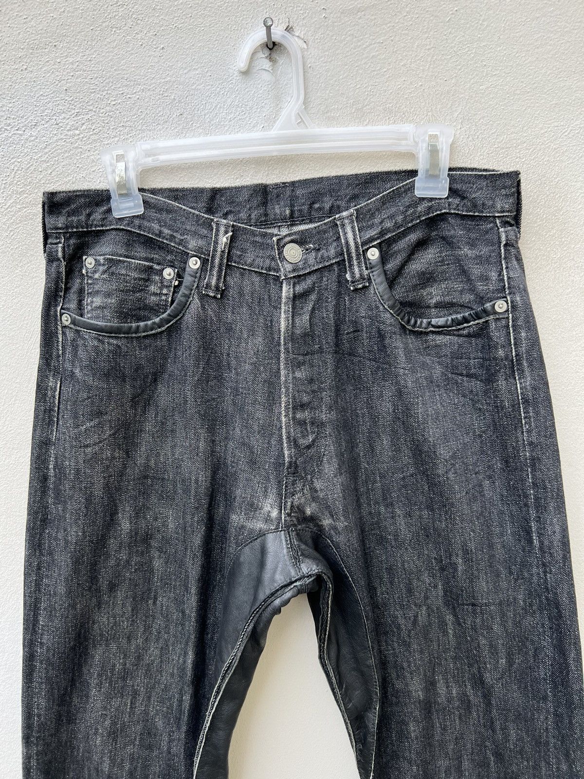 Full Count & Co. × Vintage Vintage 90s Full Count Japan Hybrid Leather Selvedge Jeans Size US 30 / EU 46 - 7 Thumbnail