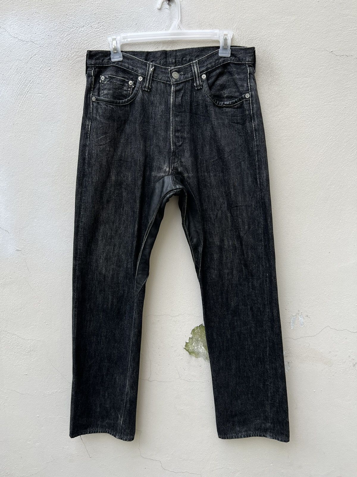 Full Count & Co. × Vintage Vintage 90s Full Count Japan Hybrid Leather Selvedge Jeans Size US 30 / EU 46 - 6 Thumbnail