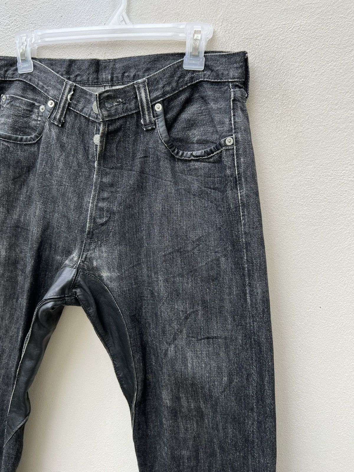 Full Count & Co. × Vintage Vintage 90s Full Count Japan Hybrid Leather Selvedge Jeans Size US 30 / EU 46 - 11 Thumbnail