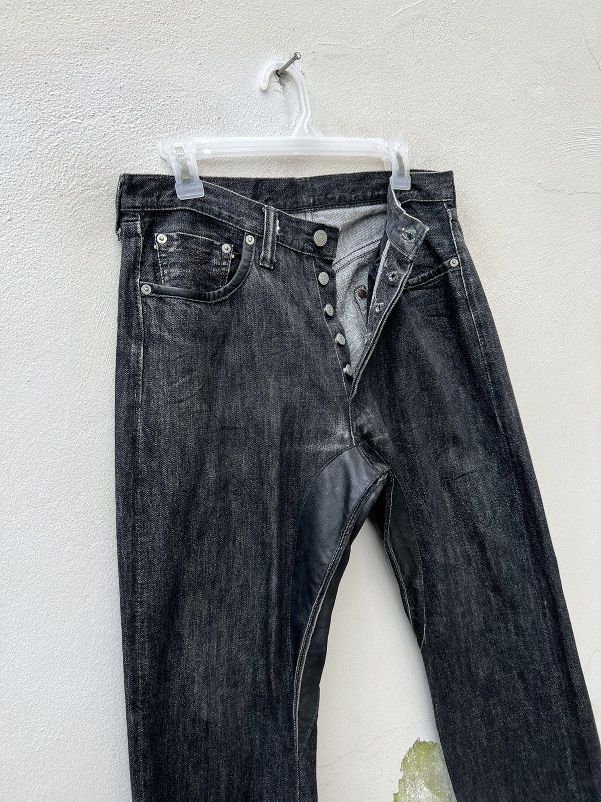 Full Count & Co. × Vintage Vintage 90s Full Count Japan Hybrid Leather Selvedge Jeans Size US 30 / EU 46 - 8 Thumbnail