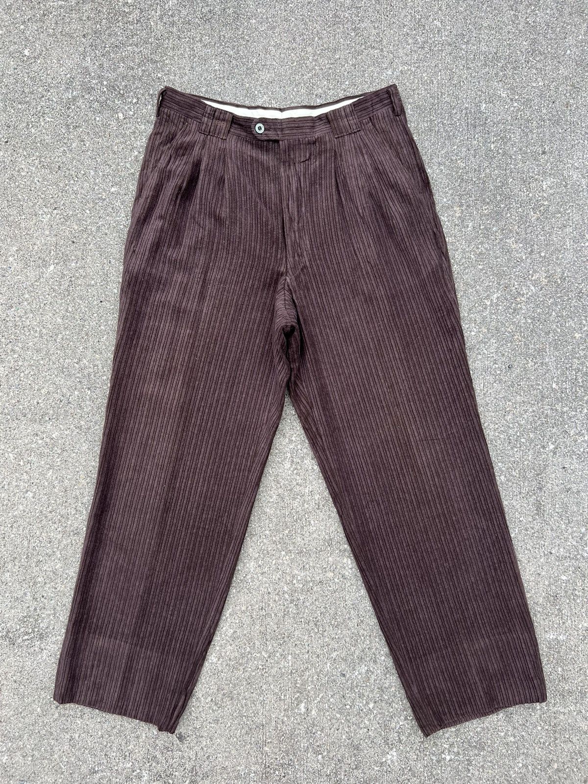 Balenciaga Vintage Balenciaga Paris Baggy Brown Corduroy Trouser Pant Size US 33 - 1 Thumbnail