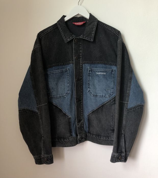 Supreme 2-Tone Paneled Denim Jacket Red