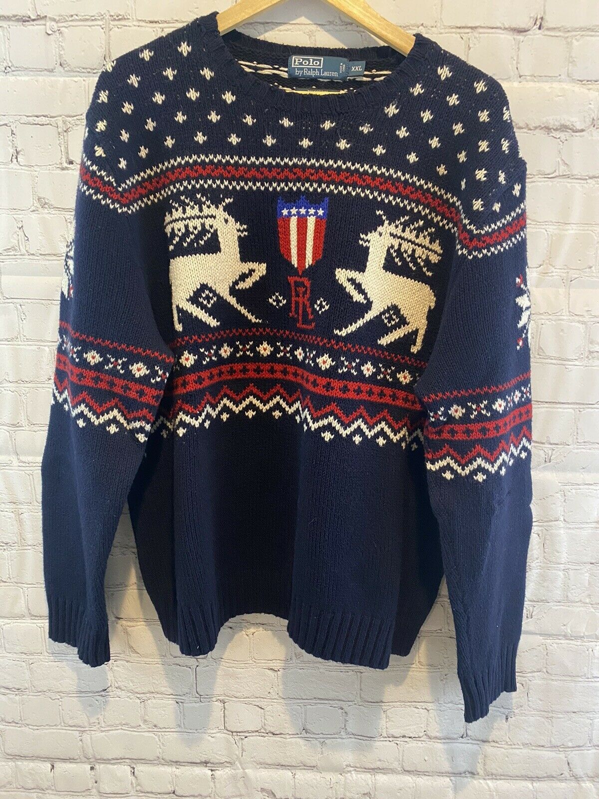 Polo Ralph Lauren Vintage Polo Ralph Lauren Shield RL Sweater Size 2XL Size US XXL / EU 58 / 5 - 1 Thumbnail