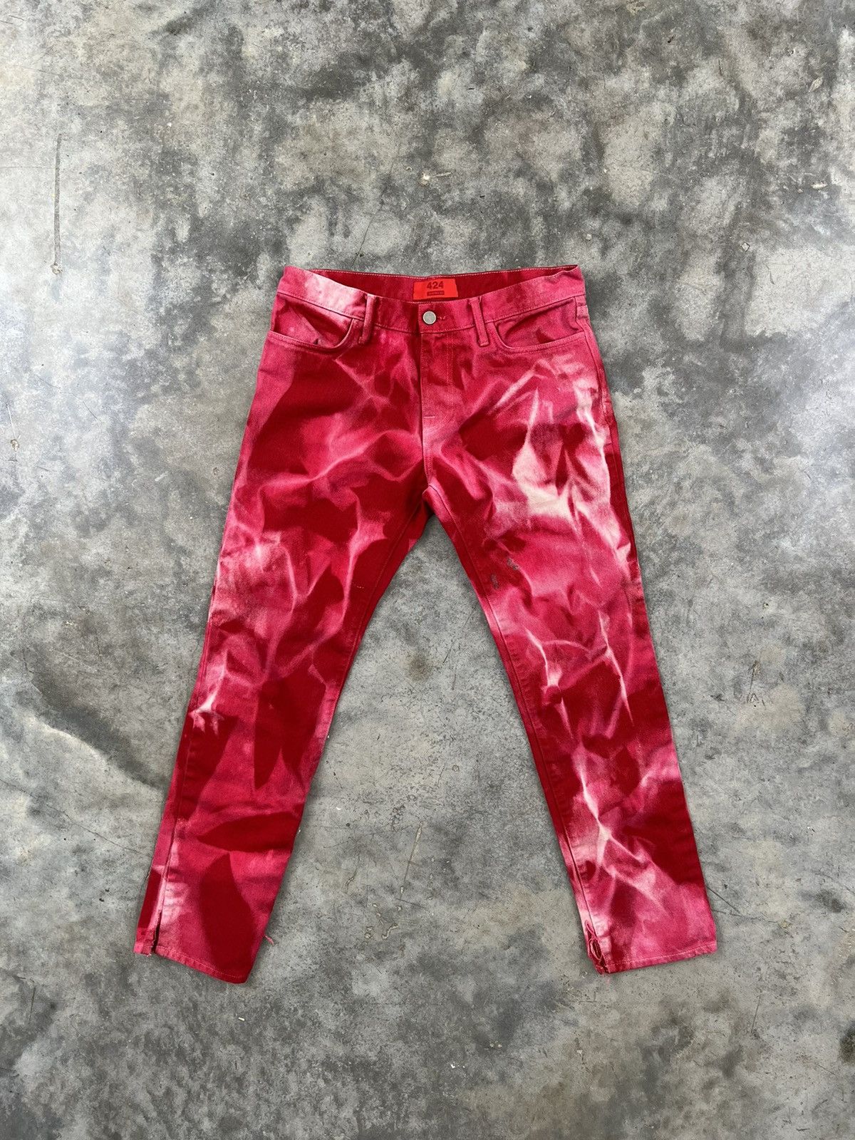 424 424 On Fairfax x Armes Red Tie Dye Denim Jeans Sz. 30 Size US 30 / EU 46 - 1 Thumbnail