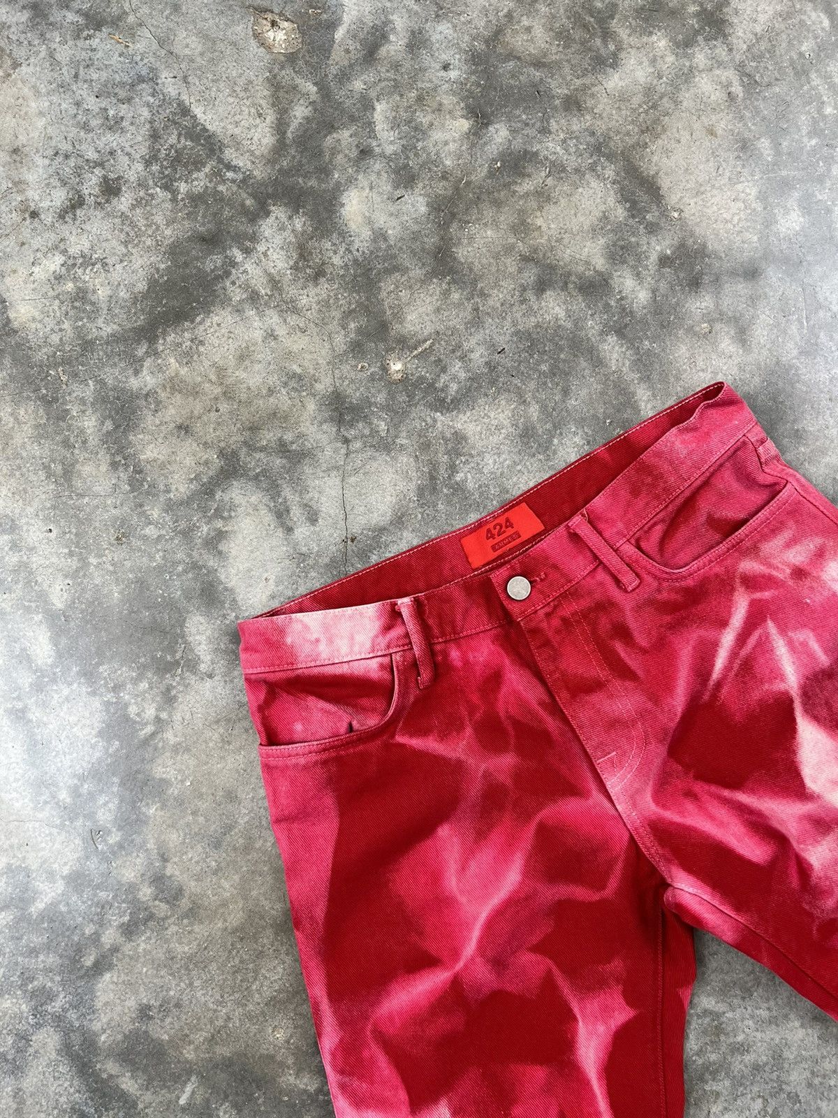 424 424 On Fairfax x Armes Red Tie Dye Denim Jeans Sz. 30 Size US 30 / EU 46 - 3 Thumbnail