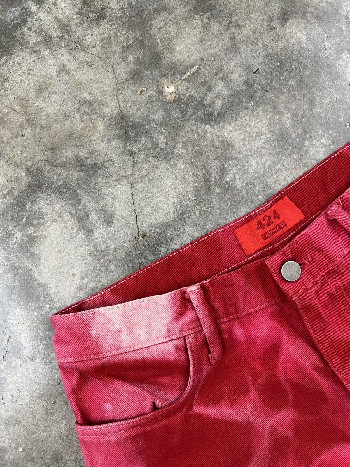 424 424 On Fairfax x Armes Red Tie Dye Denim Jeans Sz. 30 Size US 30 / EU 46 - 4 Thumbnail