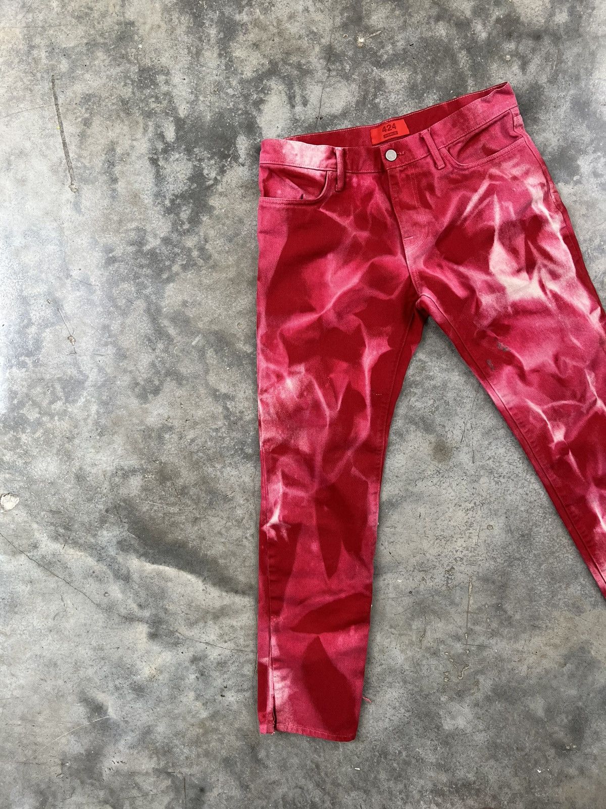 424 424 On Fairfax x Armes Red Tie Dye Denim Jeans Sz. 30 Size US 30 / EU 46 - 2 Thumbnail