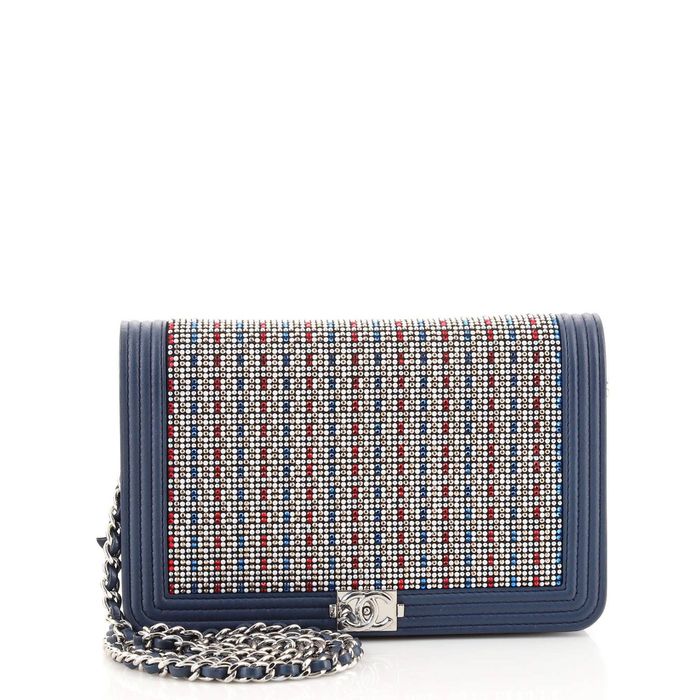 Chanel Boy Wallet on Chain Crystal Embellished Leather Grailed